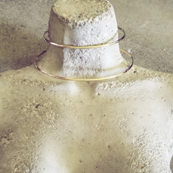 Brass choker collar necklace double bisjoux - Picture 5 of 9